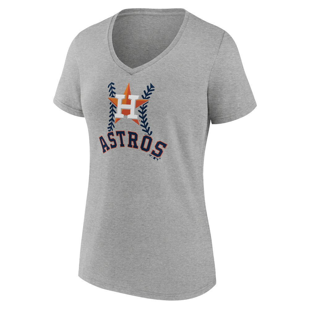 Houston Astros Women's Personalized Name & Number Fastball V-Neck T-Shirt Gray