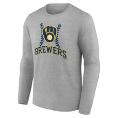 Milwaukee Brewers Personalized Name & Number Fastball Long Sleeve T-Shirt Gray