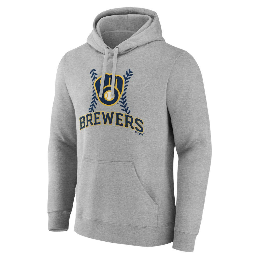 Milwaukee Brewers Personalized Name & Number Fastball Pullover Hoodie Gray