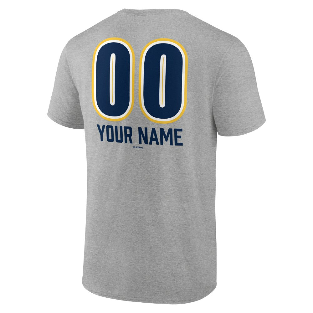 Milwaukee Brewers Personalized Name & Number Fastball T-Shirt Heather Gray