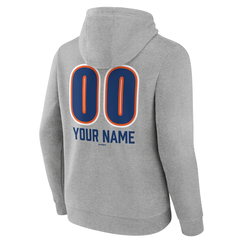 New York Mets Personalized Name & Number Fastball Pullover Hoodie Gray