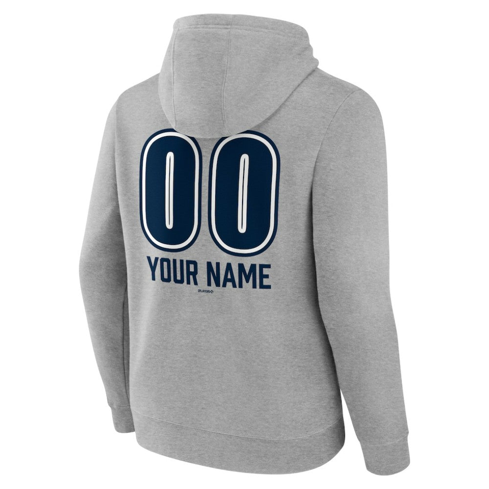 New York Yankees Personalized Name & Number Fastball Pullover Hoodie Gray