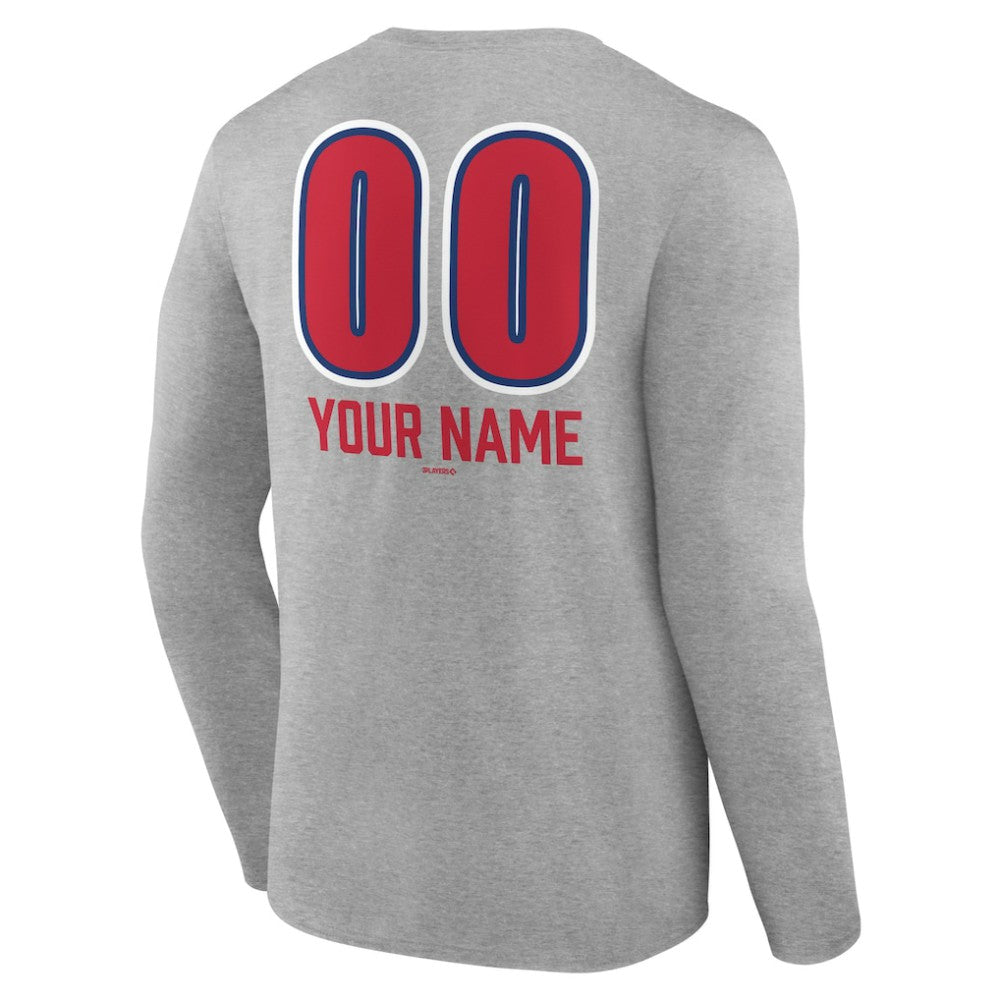 Philadelphia Phillies Personalized Name & Number Fastball Long Sleeve T-Shirt Gray