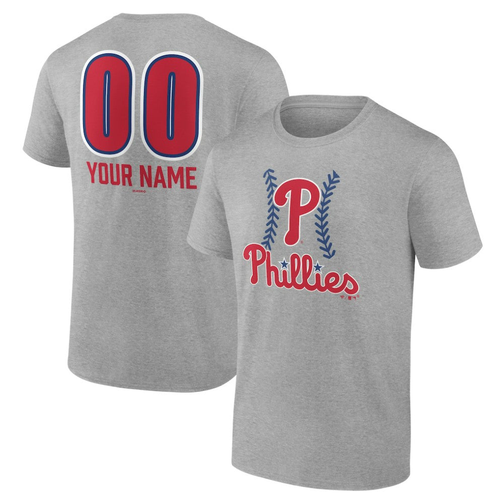 Philadelphia Phillies Personalized Name & Number Fastball T-Shirt Heather Gray