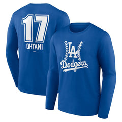 Shohei Ohtani Los Angeles Dodgers Fastball Player Name & Number Long Sleeve T-Shirt Royal