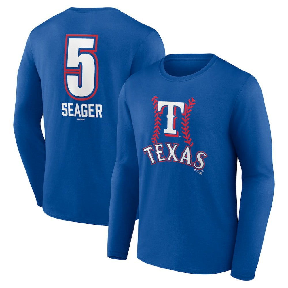 Corey Seager Texas Rangers Fastball Player Name & Number Long Sleeve T-Shirt Royal