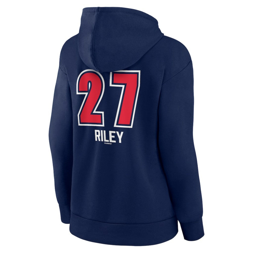 Austin Riley Atlanta Braves Women's Fastball Player Name & Number Pullover Hoodie Navy