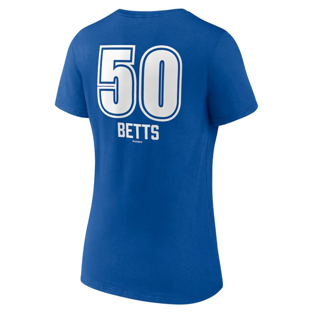 Mookie Betts Los Angeles Dodgers Women's Fastball Player Name & Number V-Neck T-Shirt Royal