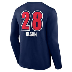 Matt Olson Atlanta Braves Fastball Player Name & Number Long Sleeve T-Shirt Navy