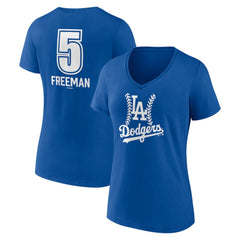 Freddie Freeman Los Angeles Dodgers Women's Fastball Player Name & Number V-Neck T-Shirt Royal