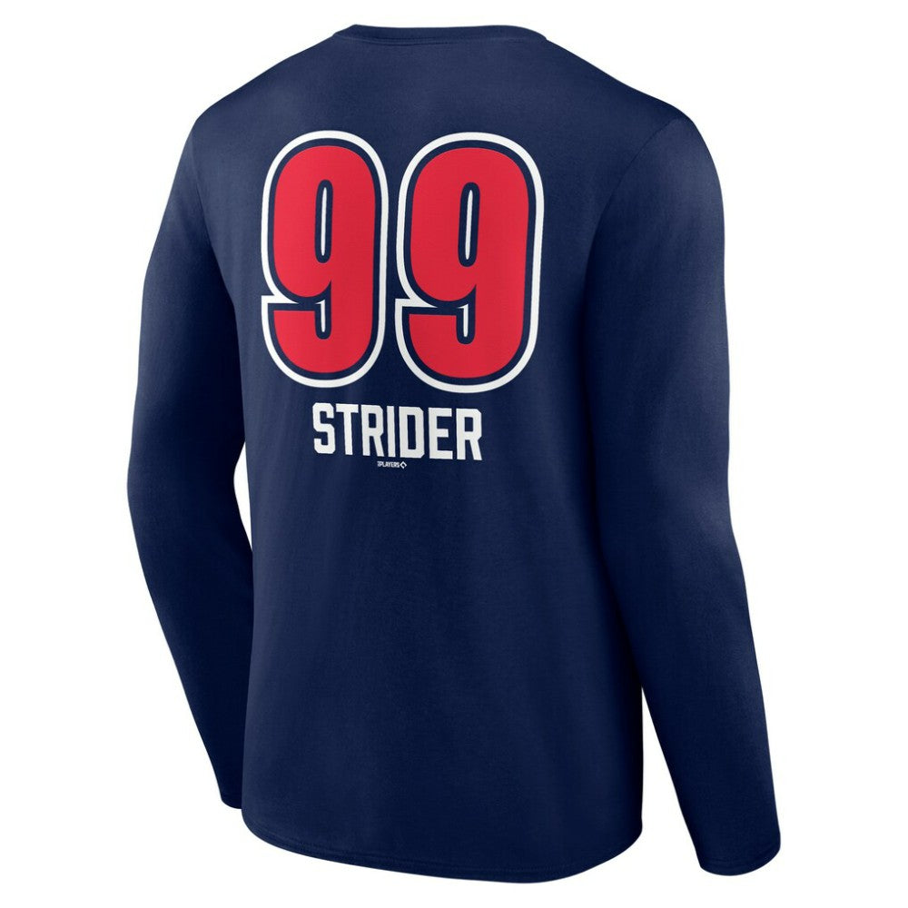 Spencer Strider Atlanta Braves Fastball Player Name & Number Long Sleeve T-Shirt Navy