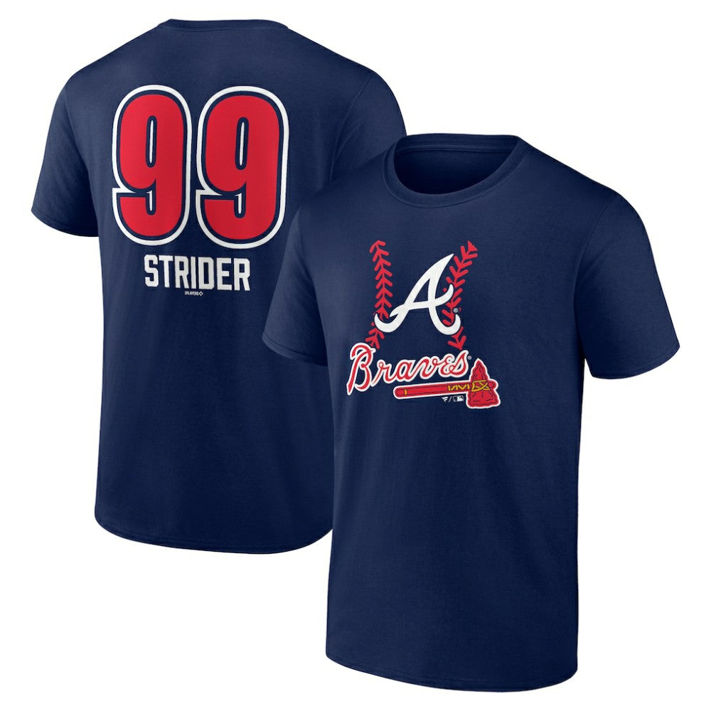 Spencer Strider Atlanta Braves Fastball Player Name & Number T-Shirt Navy