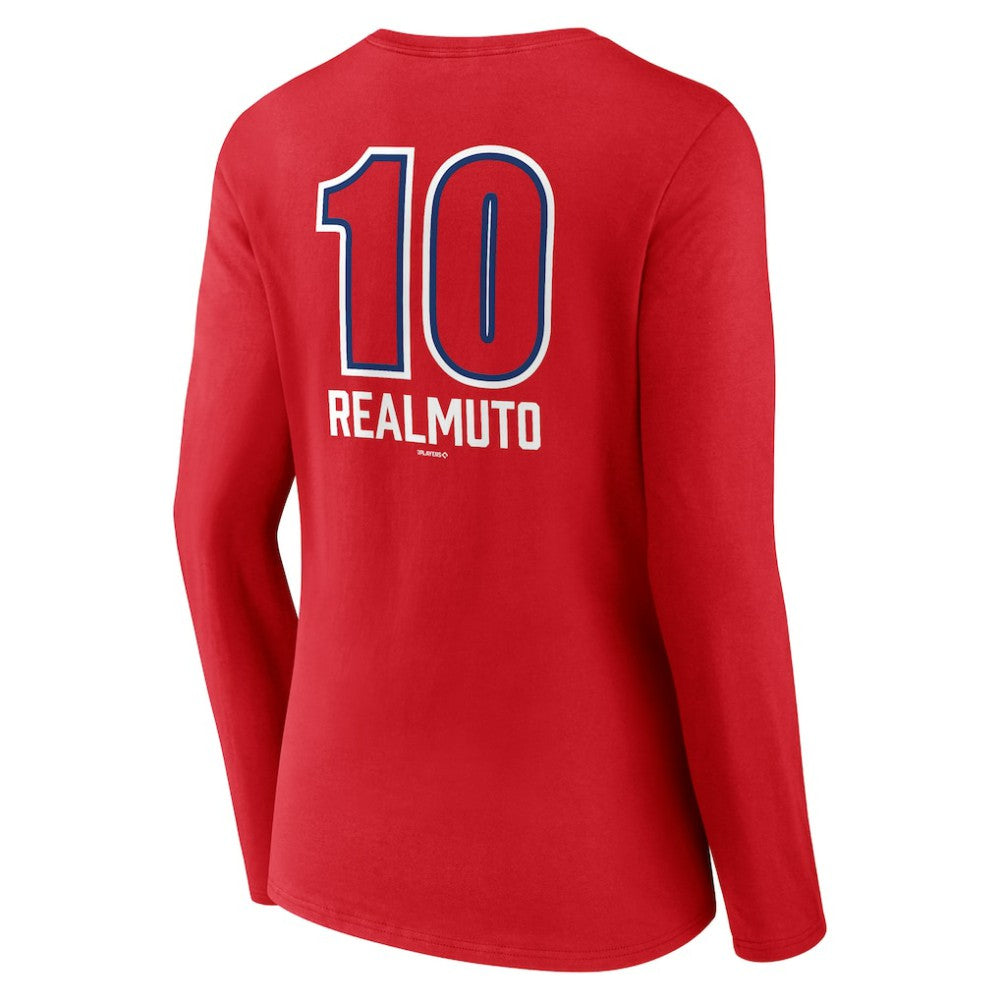 J.T. Realmuto Philadelphia Phillies Women's Fastball Player Name & Number Long Sleeve V-Neck T-Shirt Red
