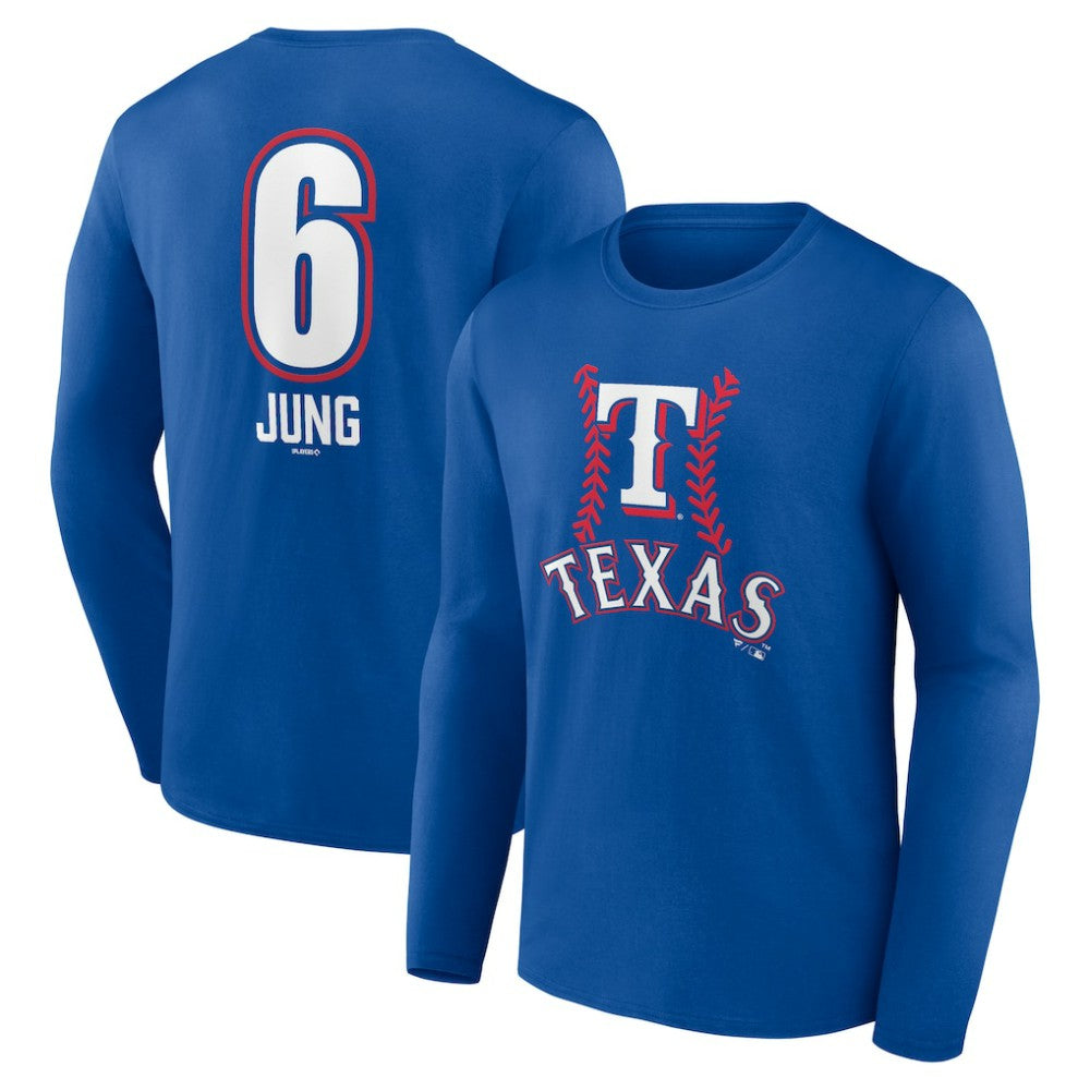 Josh Jung Texas Rangers Fastball Player Name & Number Long Sleeve T-Shirt Royal