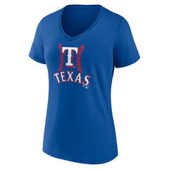 Josh Jung Texas Rangers Women's Fastball Player Name & Number V-Neck T-Shirt Royal