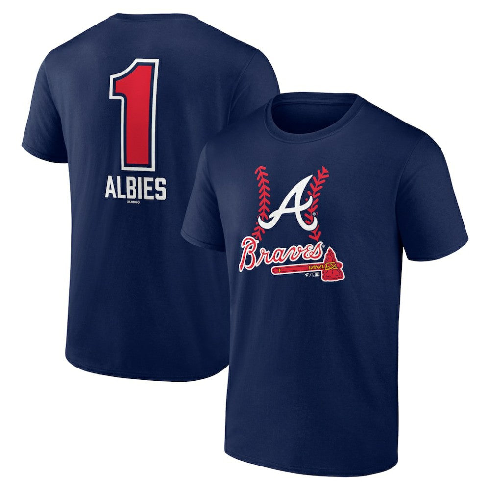 Ozzie Albies Atlanta Braves Fastball Player Name & Number T-Shirt Navy
