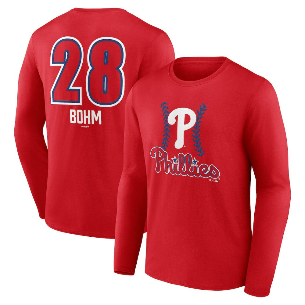 Alec Bohm Philadelphia Phillies Fastball Player Name & Number Long Sleeve T-Shirt Red