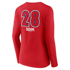Alec Bohm Philadelphia Phillies Women's Fastball Player Name & Number Long Sleeve V-Neck T-Shirt Red