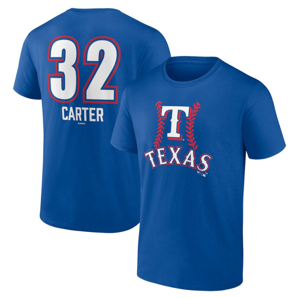 Evan Carter Texas Rangers Fastball Player Name & Number T-Shirt Royal