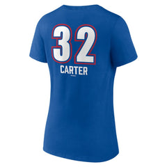 Evan Carter Texas Rangers Women's Fastball Player Name & Number V-Neck T-Shirt Royal