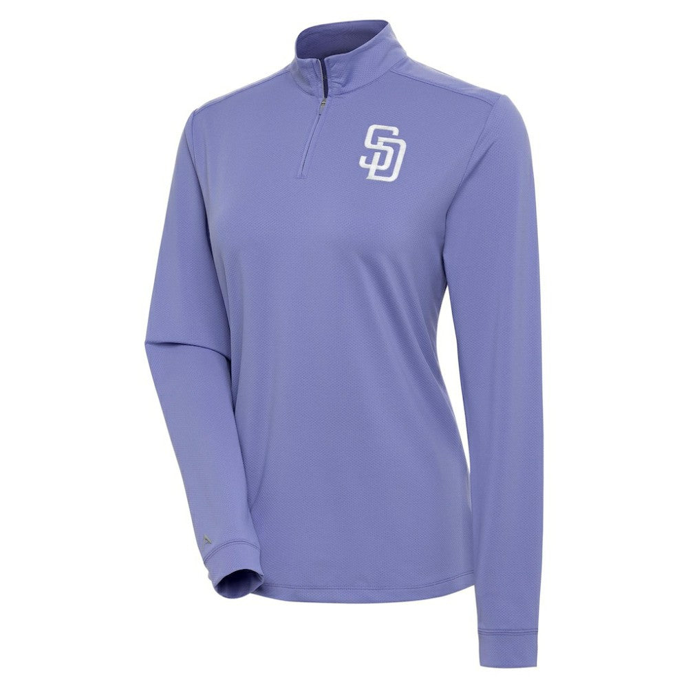 San Diego Padres Antigua Women's Finish Quarter-Zip Pullover Top Purple
