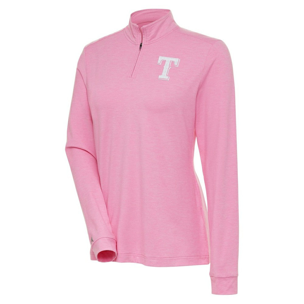 Texas Rangers Antigua Women's Mentor Quarter-Zip Pullover Top Pink