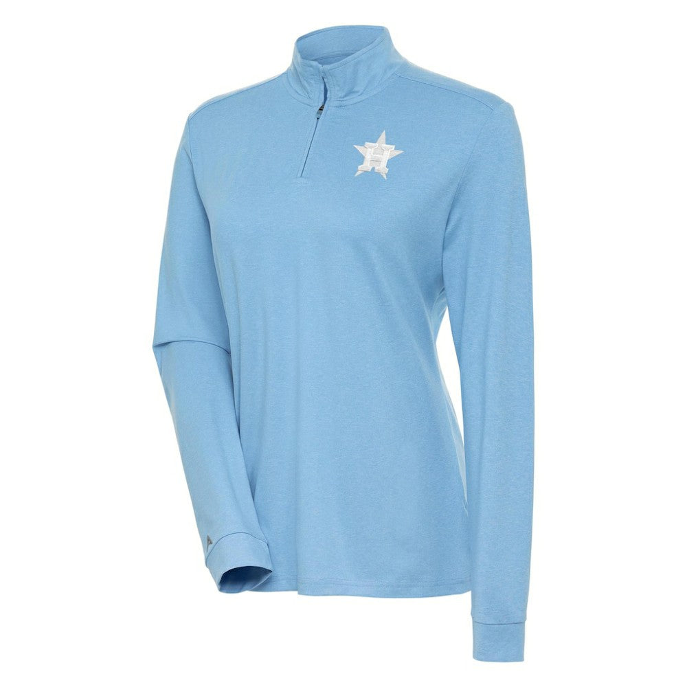 Houston Astros Antigua Women's Mentor Quarter-Zip Pullover Top Light Blue