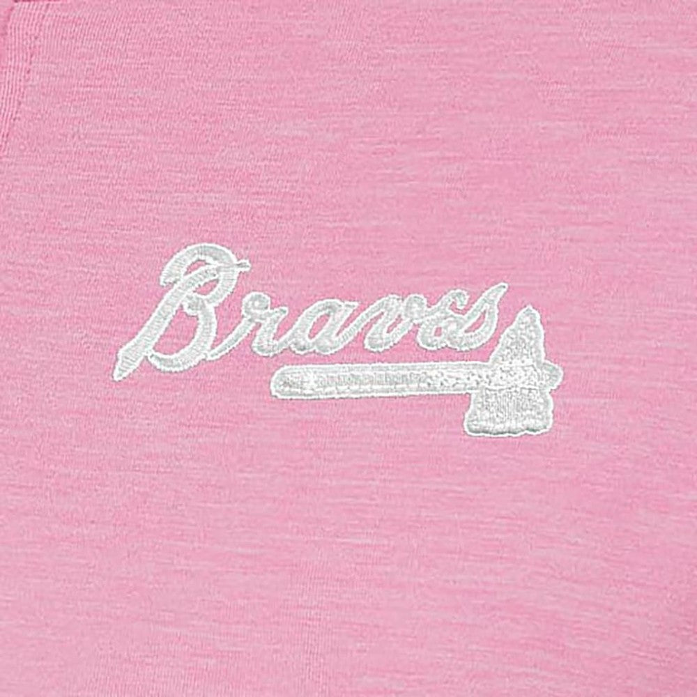 Atlanta Braves Antigua Women's Mentor Quarter-Zip Pullover Top Pink