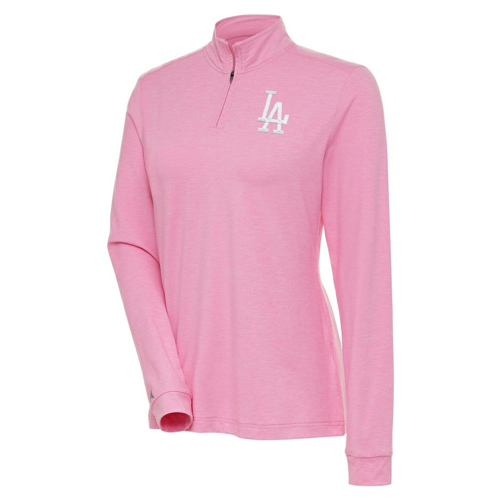 Los Angeles Dodgers Antigua Women's Mentor Quarter-Zip Pullover Top Pink