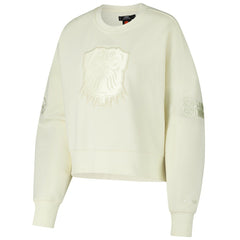 Cleveland Browns Pro Standard Triple Tonal Cropped Fleece Pullover Sweatshirt - Cream cheap