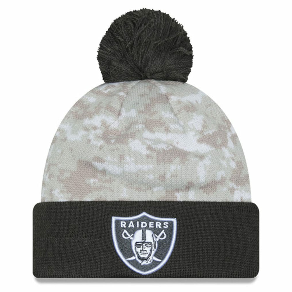 Las Vegas Raiders New Era 2024 Salute To Service Digital Camo Cuffed Knit Hat with Pom - White/Graphite outlet