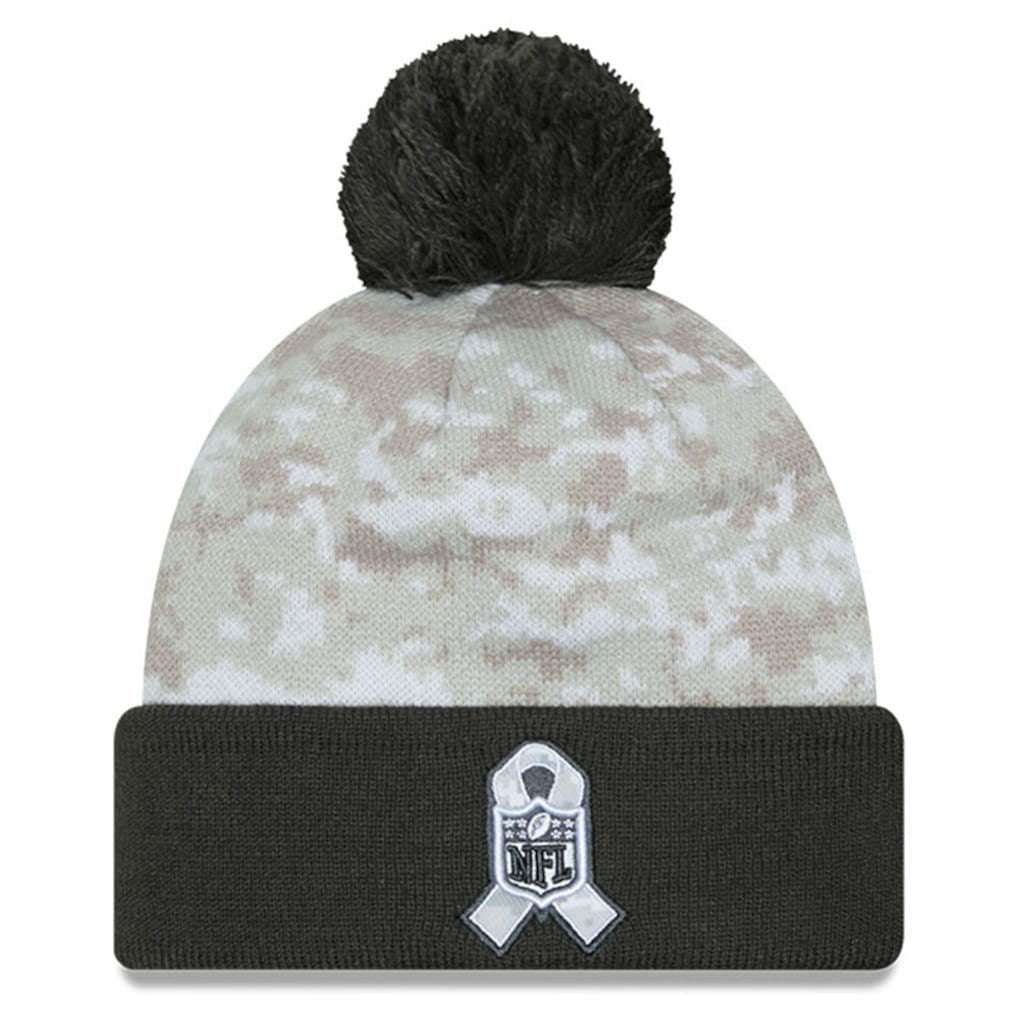 Las Vegas Raiders New Era 2024 Salute To Service Digital Camo Cuffed Knit Hat with Pom - White/Graphite outlet