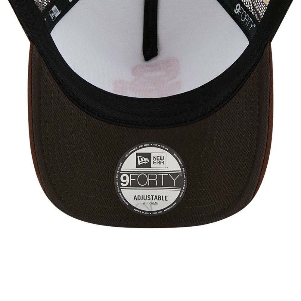 San Diego Padres Checkered Flag A-Frame Trucker 9FORTY Adjustable Hat White/Brown