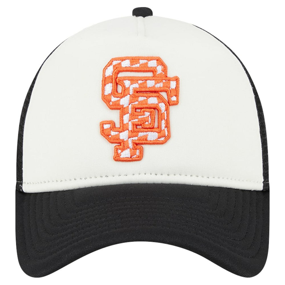 San Francisco Giants Checkered Flag A-Frame Trucker 9FORTY Adjustable Hat White/Black