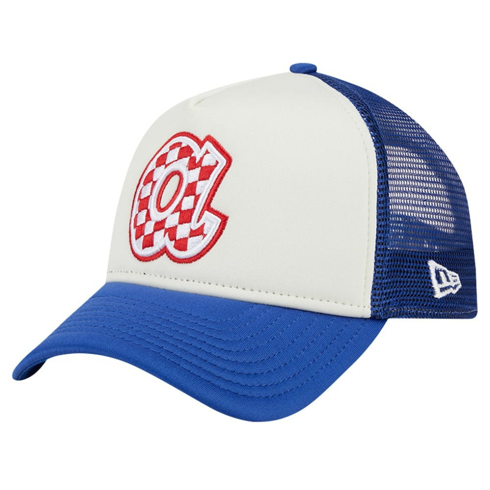 Atlanta Braves Checkered Flag A-Frame Trucker 9FORTY Adjustable Hat White/Royal