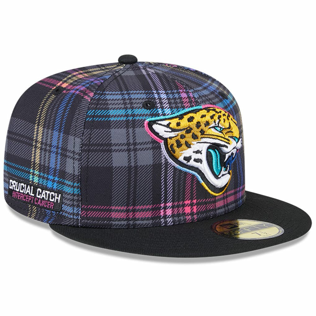 Jacksonville Jaguars New Era 2024 NFL Crucial Catch Plaid 59FIFTY Fitted Hat - Black discount