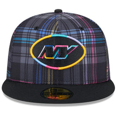 New York Jets New Era 2024 NFL Crucial Catch Plaid 59FIFTY Fitted Hat - Black on sale