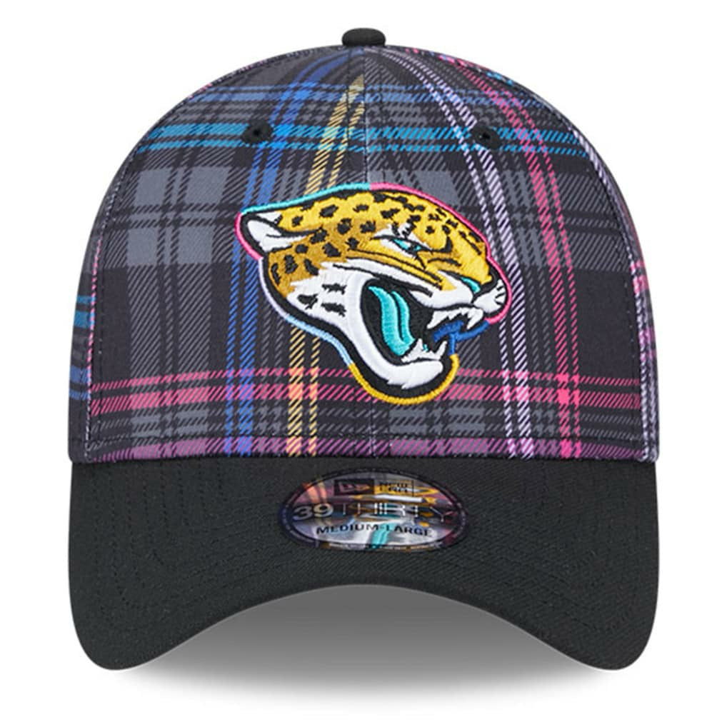 Jacksonville Jaguars New Era 2024 NFL Crucial Catch Plaid 39THIRTY Flex Hat - Black on sale