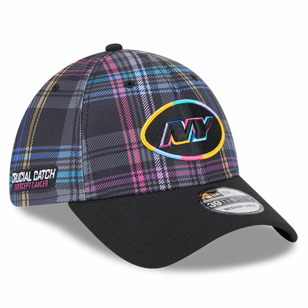 New York Jets New Era 2024 NFL Crucial Catch Plaid 39THIRTY Flex Hat - Black for sale