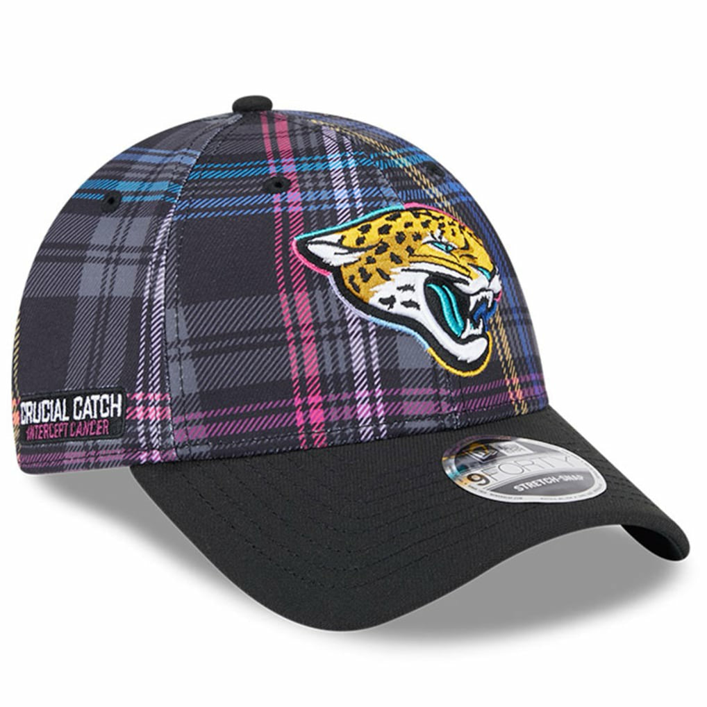 Jacksonville Jaguars New Era 2024 NFL Crucial Catch Plaid 9FORTY Adjustable Hat - Black online