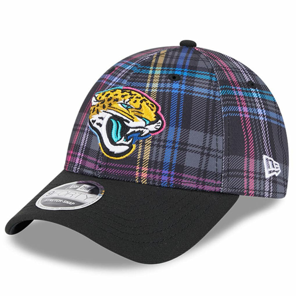 Jacksonville Jaguars New Era 2024 NFL Crucial Catch Plaid 9FORTY Adjustable Hat - Black online