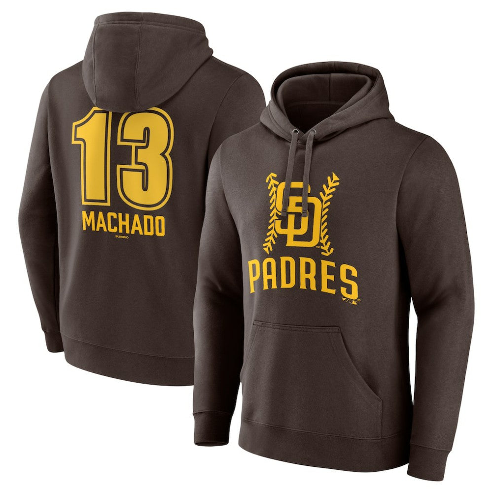 Manny Machado San Diego Padres Fastball Player Name & Number Pullover Hoodie Brown