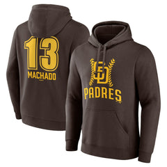 Manny Machado San Diego Padres Fastball Player Name & Number Pullover Hoodie Brown