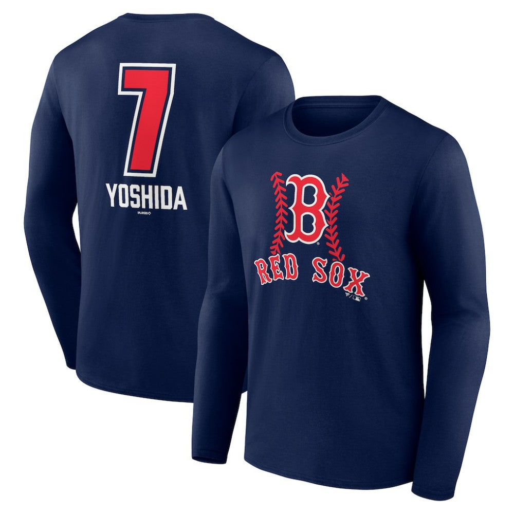 Masataka Yoshida Boston Red Sox Fastball Player Name & Number Long Sleeve T-Shirt Navy