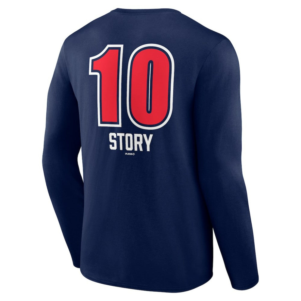 Trevor Story Boston Red Sox Fastball Player Name & Number Long Sleeve T-Shirt Navy