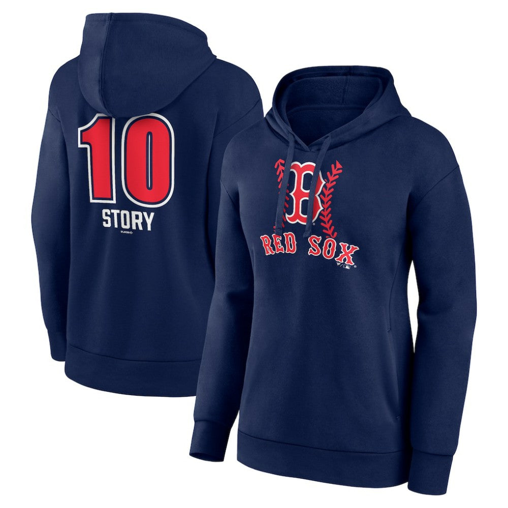 Trevor Story Boston Red Sox Women's Fastball Player Name & Number Pullover Hoodie Navy