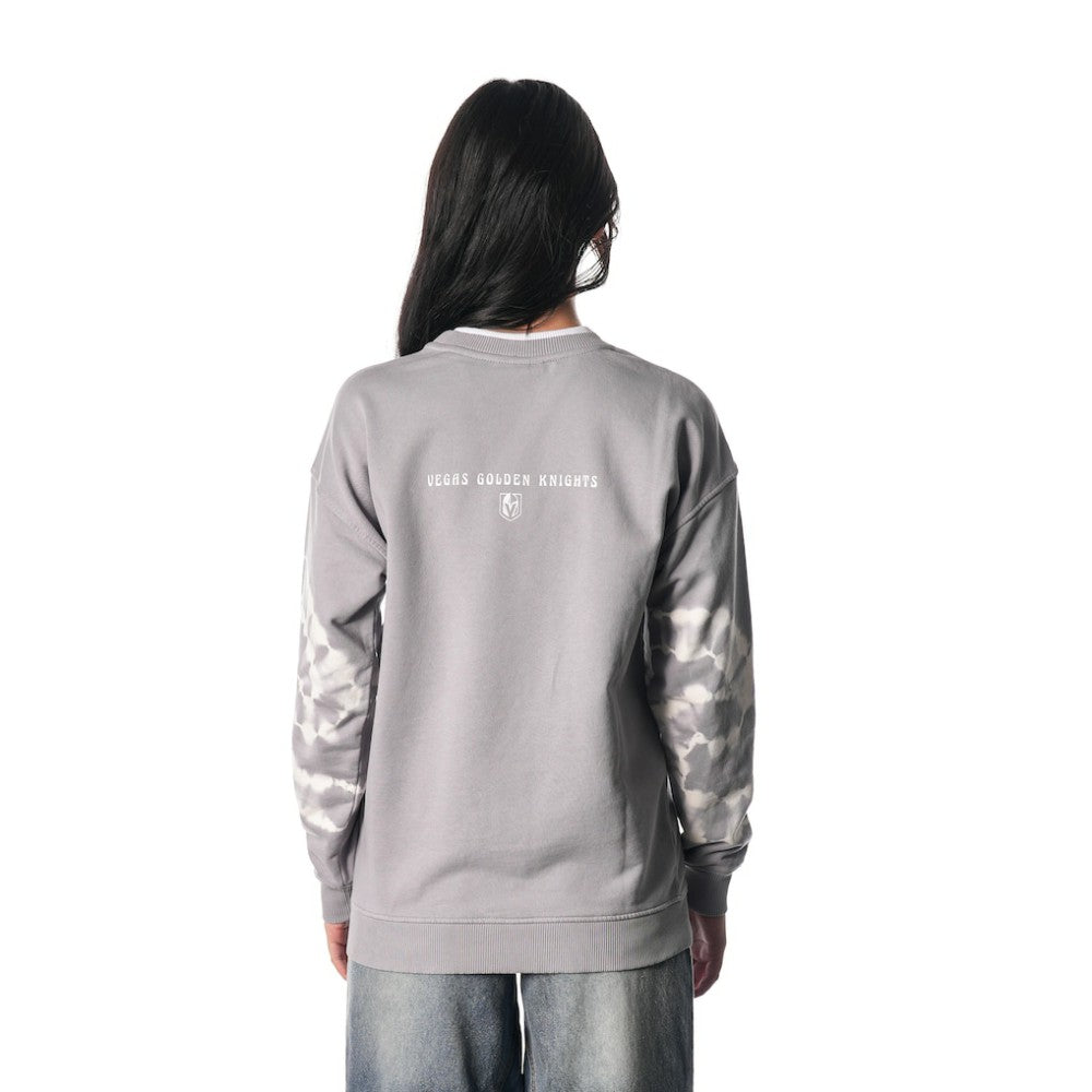 Vegas Golden Knights The Wild Collective Unisex Tie-Dye Double Collar Pullover Sweatshirt - Gray Sweatshirts
