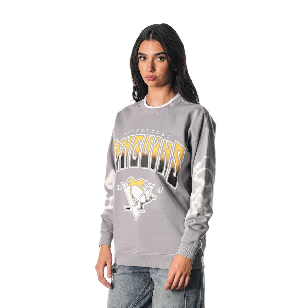 Pittsburgh Penguins The Wild Collective Unisex Tie-Dye Double Collar Pullover Sweatshirt - Gray Sweatshirts