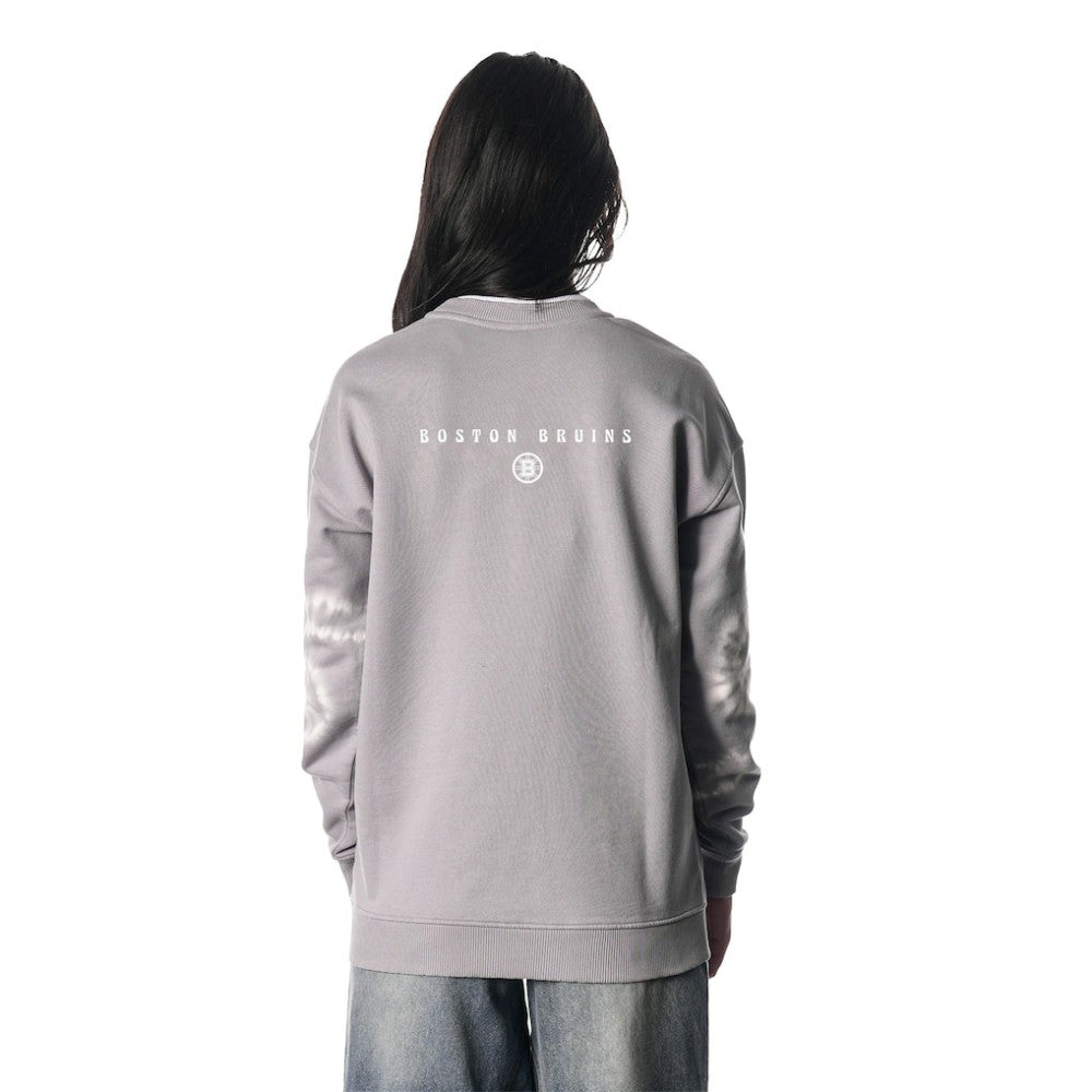 Boston Bruins The Wild Collective Unisex Tie-Dye Double Collar Pullover Sweatshirt - Gray Sweatshirts