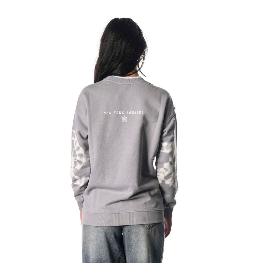 New York Rangers The Wild Collective Unisex Tie-Dye Double Collar Pullover Sweatshirt - Gray Sweatshirts